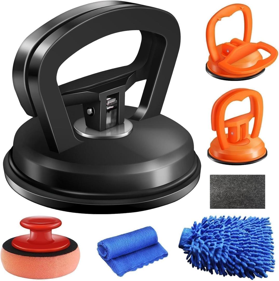 Dent Puller,3 Pack Car Dent Puller Car Dent Removal Kit Suction Cup Dent Puller Dent Remover Tool and Dent Repair Kit Handle Lifter for Cars Body,Glass,Screen,Objects Moving (Black+Orange)
