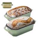 Flavehc Bread Pan Cast Iron Loaf Pan with Lid 9x5 Inch Bread Loaf Pan for Baking Bread Enameled Cast Iron Sourdough Bread Pan