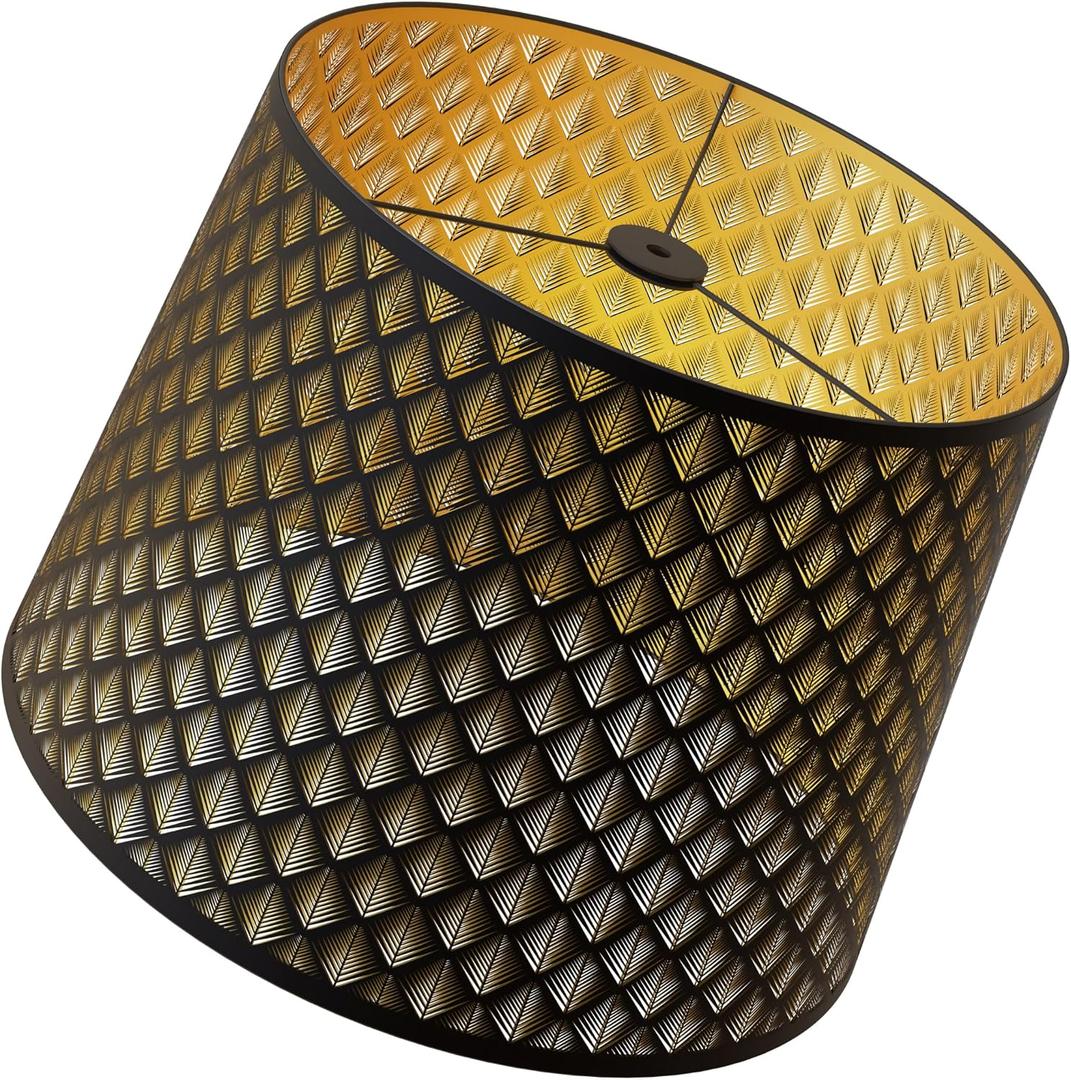 Barrel Lamp Shades, Metal Lampshades, Large Lamp Shades For Table Lamps, Drum Lamp Shades For Table Lamps, 12" Top X 14" Bottom X 10" H (Spider), Antique Bronze Gold Lamp Cover, Lampshades For Floor Lamps