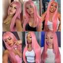 Pink Bundles Human Hair Straight Bundles 28 Inch Pink Straight Bundles Unprocessed Brazilian Virgin Hair 1 Bundle 50 Gram Per Bundle Deals Quick Weave Hair Extensions For Woman