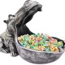 aboxoo Hippo Statue Home Resin Hippopotamus Figurine Fun Candy Dish,Key Bowl,Big Mouth Sculpture Table Art Decoration Sundries Container Storage Boxes (Grey) (Gray)