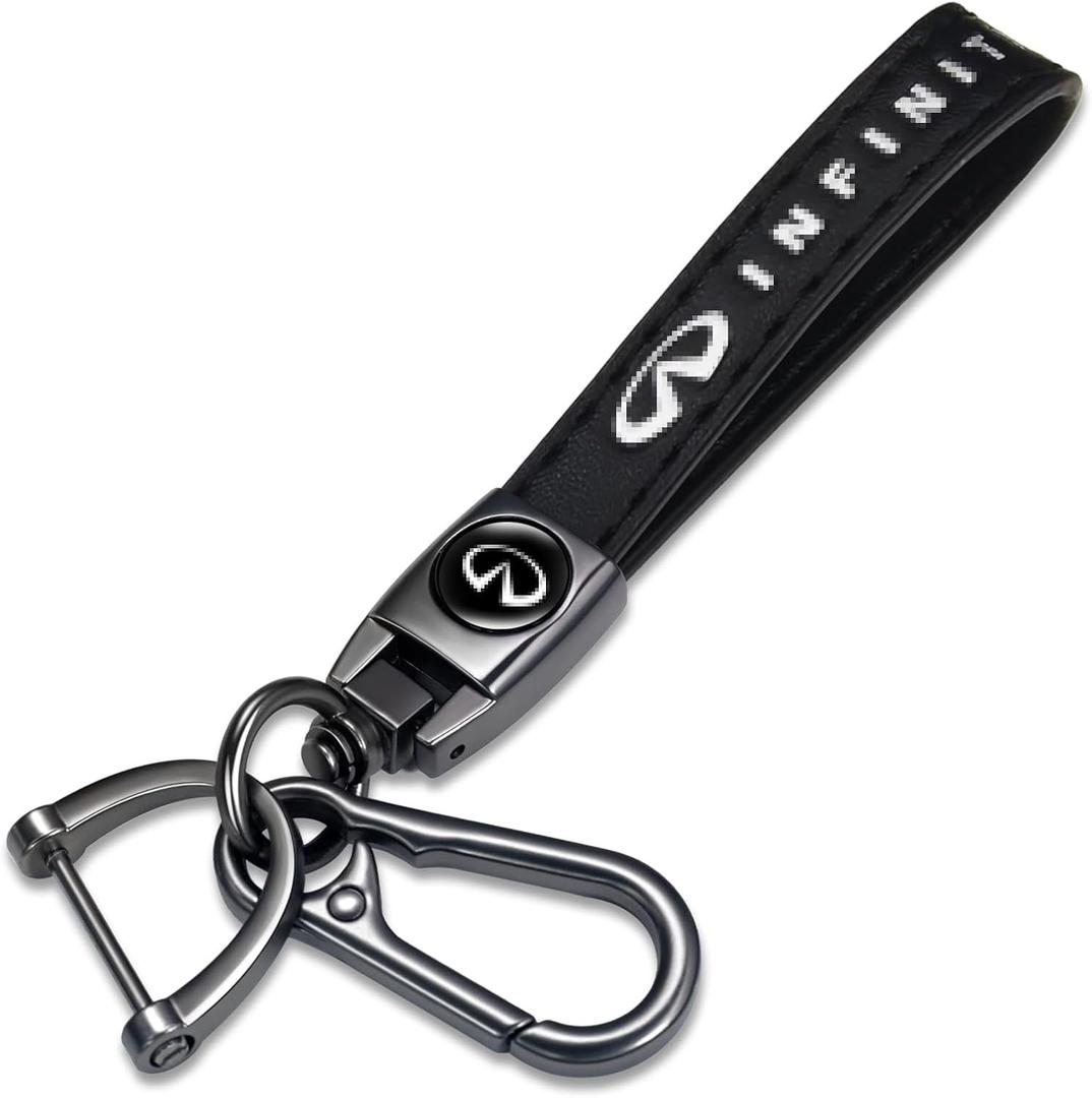 Genuine Black Leather Car Keychain For Infiniti G35 G37 M45 FX45 Q50 QX50 Q60 QX60 Q70 QX80 Car Keyring Keychains Strap