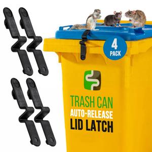 Push Clip Trash Can Locks, Easy to Install, Durable Trash Can Lock for Cart Lid Security, 28-96 Gallon Garbage Can Lock for Outdoor (Pack of 4)