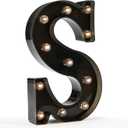 Light Up Black Alphabet Marquee Letters Sign LED Marquee Number Lights Sign for Night Light Home Bar Christmas Lamp Birthday Party Wedding Decoration S (5.31x1.77x8.66 inches)