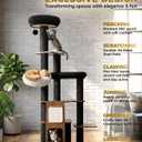 63" Modern Cat Tree Tower for Indoor Cats, Heavy Duty Cat Trees for Large Cat, Adult Maine Coon Cat Tree Tower with Scratching Post, Extra Large Top Perch, Cat Condos (Black)