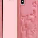 Compatible with iPhone X/XS Case, Cool Cute 3D Cartoon Unique Soft Silicone Animal Anime Character Shockproof Anti-Bump Protector Boys Girls Gifts Cover Housing Skin Shell Pink