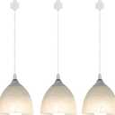 Kiven 3-Lights H-Type Track Light, Dimmable Track Mount Pendant Lighting Fixtures w/Frosted White Finish Glass Shade
