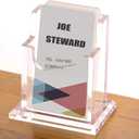 PARTSPOWER Acrylic Business Card Holder for Desk, Vertical Clear Business Name Card Display Stand, Desk Accessory Business Name Card Organizer (Vertical, 1-Slot)