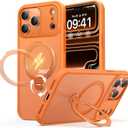 for iPhone 17 Pro Case: with 360 Spin Magnetic Stand, Camera Control Button, Fit for MagSafe, Military Drop Protection, Protective Slim Phone Cover for 17Pro with Ring Kickstand, 6.3", Orange