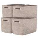 Storage Baskets for Organizing, 14 x 10 x 9” Closet Shelf Woven Baskets, Square Bins with Handles, Cotton Rope Basket for Toys, Clothes, Office, Room, Brown 4 Pack