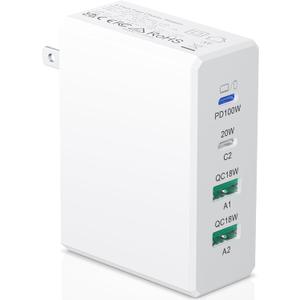 USB C Charger Block 120W GaN Fast Charging Station Upgraded, Exclusive PD 100W for Laptops, Wall Charger Hub Multiple Ports Compatible with MacBook Pro/Air, Tablets, iPhone, iPad, Galaxy, Pixel