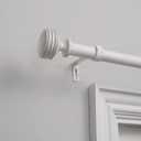 EXCLUSIVE HOME Duke 1" Curtain Rod and Coordinating Finial Set, Distressed White, Adjustable 36"-72", 2 Pack