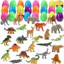 CUTE STONE 24 Pack Filled Easter Eggs with Dinosaurs and Animals, Easter Basket Stuffers Easter Party Favors for Kids