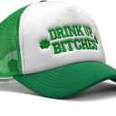 St Patricks Day hat Green Baseball Cap Shamrock Embroidered for man Women Funny (One Size, Drink_white/Green)