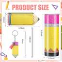 Abbylike 3 Pcs Teacher Appreciation Gifts for Women 20oz Stainless Steel Pencil Glitter Tumbler with Lid Straw Pencil Pouch Keychains Set for End of Year Teacher Gifts