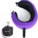 C CUSHION LAB Travel Pillow, Award-Winning Patented Ergonomic Design for Chin & Neck Support Memory Foam Neck Pillow, Compact Airplane Pillow for Traveling, Flight, Car (Royal Purple, Medium)