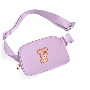 Gitus Initial Belt Bag Fanny Pack Crossbody Bag for Girls Birthday Gifts Age 8-10 Teen Girl Gifts Trend Stuff Personalized Letter Gifts for Daughter Sister (Lavender-F)