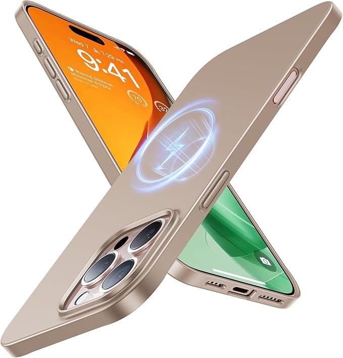 TORRAS Magnetic Slim-Fit for iPhone 16 Pro Max Case 6.9 inch, Ultra-Thin 16 ProMax Phone Case Compatible with MagSafe, Light Anti-Scratch Matte Hard PC Bayer OriginFit, Desert Titanium