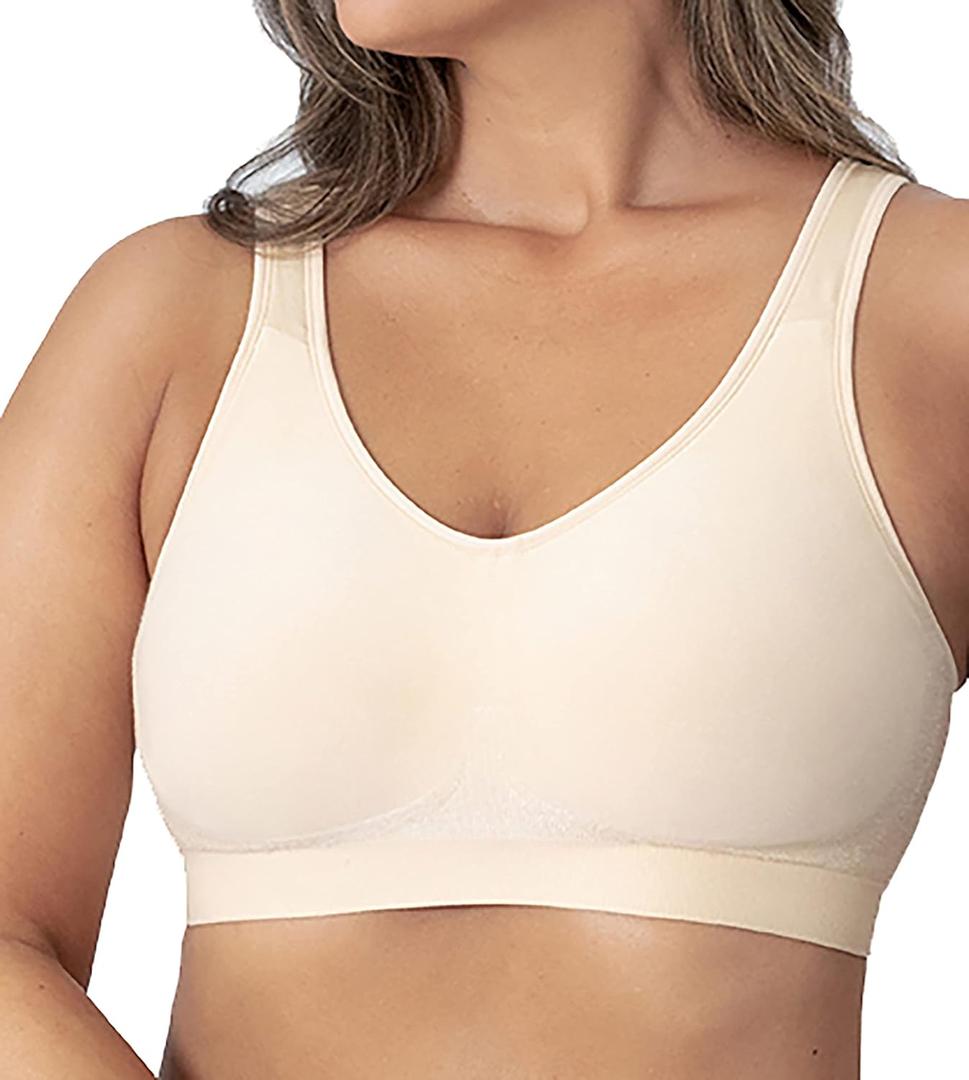 SHAPERMINT Wireless Bras for Women No Underwire  Small to Plus Size Bralettes with Support and Natural Lift (Large: 34DDD/E, 36CD, 38C, Beige, Fixed Straps)