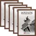 16x24 Picture Frame 5 Pack, Brown Solid Wood Poster Frame for Wall