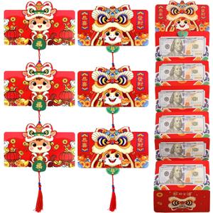 6 Pcs Cute Cartoon Horse Chinese Red Envelopes, Lunar New Year 2026 Lucky Money Envelope Reds Pocket Hong Bao Gift for Spring Festival Birthday Wedding Party, 6 Card Slots