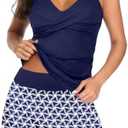 Talisea Womens Tankini Bathing Suits with Skirt Two Piece Tummy Control Swimsuits Ladies Swimwear, XS