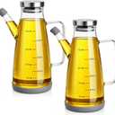 Zhehao 2 Pcs Glass Oil Bottle 25oz/750ml Cooking Oil Dispenser with Stainless Steel lid Drip Free Spout Non Slip Bottom for Kitchen Cooking Barbecue Party