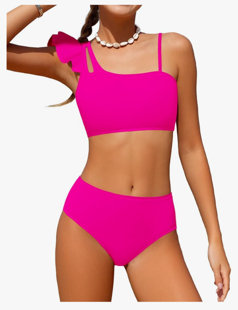 Girls Swimsuits Two Piece Bikini Set Ruffle Bathing Suit with Adjustable Strap Quick Dry Beach Girls' Swimwear 5-6Y