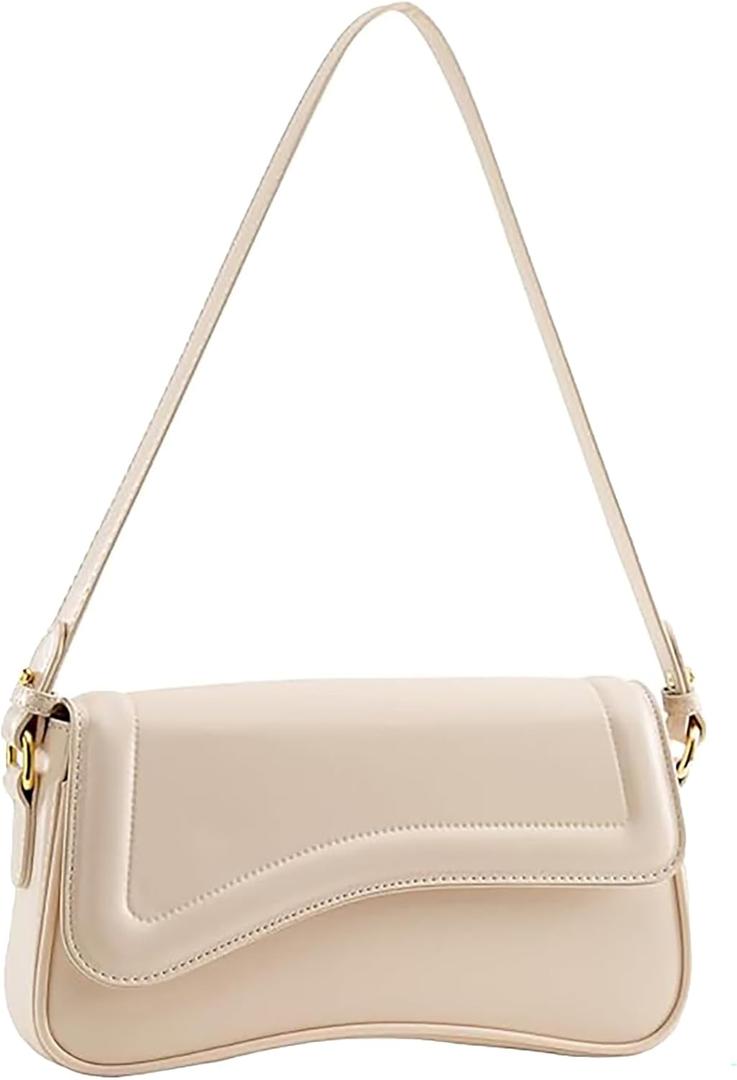 onhtit Small Shoulder Bag for Women Clutch Hobo Purse with Zipper Crossbody Purse Retro Vegan Leather Tote Handbag (03-beige)