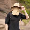 Sun Hats for Men Women Fishing Hat UPF 50+ Breathable Wide Brim Summer UV Protection Hat (Khaki(with Face Cover & Neck Flap ))