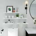 White Floating Shelves for Wall Decor, 32 in Shelf with Lip Set of 2, 31.5in