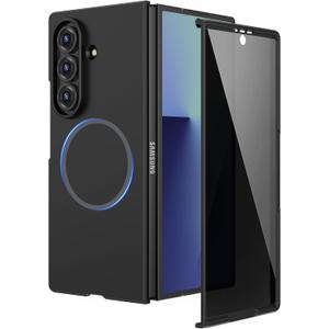 Ruky Magnetic Case for Z Fold 7, with Privacy Screen Protector, Z Fold 7 Case [Compatible with MagSafe], Slim Thin Protective Full Body Phone Cover for Samsung Galaxy Z Fold 7 5G, Black
