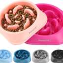 MateeyLife Slow Feeder Dog Bowls 2PCS, Anti-Choking Puzzle Dog Food Bowls, Anti-Slip Interactive Feeding Slow Down Eating, Bloat Stop Maze Dishes for Medium Breeds Pink&Purple