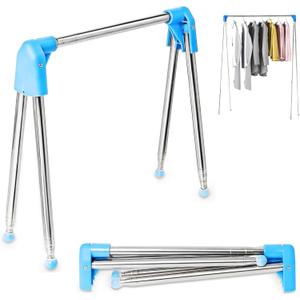 Yuehuam Portable Travel Garment Rack, Adjustable Folding Clothes Rack for Dance, Travel, Camping, Drying, RV, Indoor, Outdoor, Collapsible Mini Clothing Rack