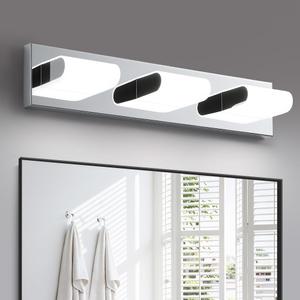 KDG LED Modern Bathroom Vanity Light Fixtures, 3 Lights Stainless Steels Silver 5000K Wall Lighting Over Mirror, Lights for Dressing Room, Bedroom, 21.6 inch