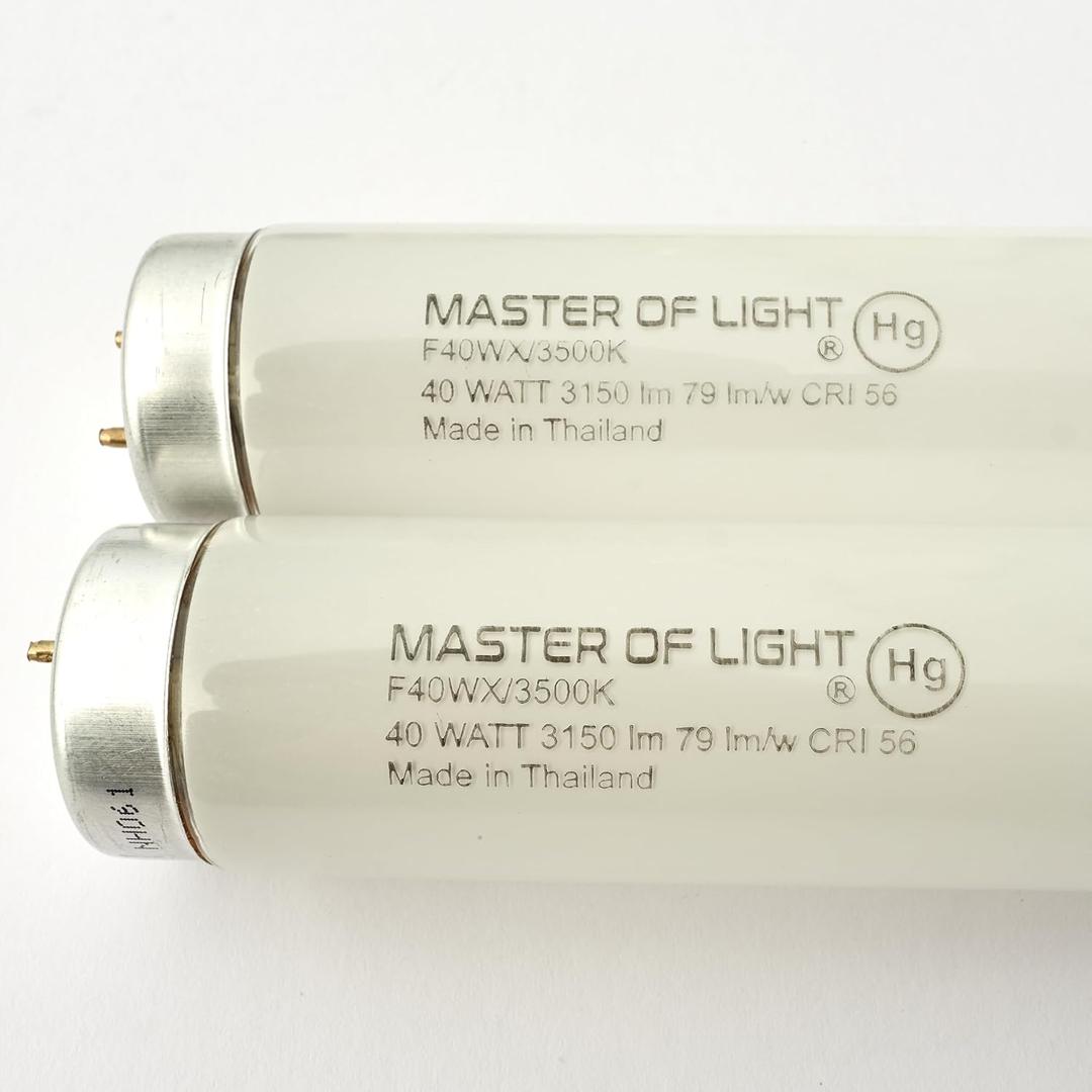 F40/WX (2 Pack) 4ft Fluorescent Tube Light Bulb 40 Watt T12 40W F40T12 Neutral White 3500K 1.5" Diameter Replaces F40N/ECO F40/D35/ECO F40T12/735/ECO F40SP35/ECO F40SPX35/ECO F40WX F40T12/NX/ALTO (2)