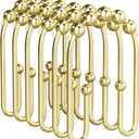 AmazerBath Shower Curtain Hooks Gold Shower Curtain Rings Rust Proof, Double Sided Shower Curtain Hooks for Shower Curtain Liner Smooth Metal Shower Hook Rings for Bathroom,Shower Rod Hooks 12Pcs