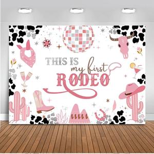 Mocsicka Cowgirl First Birthday Backdrop 7x5ft My First Rodeo Pink Western 1st Birthday Party Decorations Mexican Cactus This is My First Rodeo Photo Backdround Props
