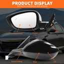 Left Driver Side Mirror Assembly Compatible with 2018-2022 Accord Heated Blind Spot Detection Power Glass Manual Folding Match to Crystal Black Pearl HO1320329 (7Pins)