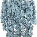 3PCS Artificial Wisteria Hanging Flowers, 5.25ft Dusty Blue Wisteria Garland with 6 Branches Realistic Silk Hanging Flowers for Decoration, Wedding Arch, Party Backdrop, and Home Wall Decor