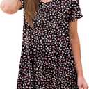 POPYOUNG Women's Summer Long Tunic Top To Wear With Leggings Short Sleeve Shirt Loose Fit Dressy. M Size