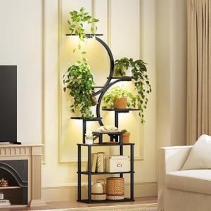 Plant Stand Indoor with Grow Lights, 9-Tier 67.5'' Tall Plant Shelf, Display Plant Stand for Indoor Plants, for Living Room, Patio, Bedroom, Black PT01BB