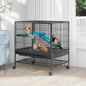 YITAHOME Metal 2-Tiers Small Animal Cages for Rats Ferret Chinchilla Guinea Pig Large Hamster Indoor Cage