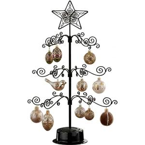 HOHIYA Rotating Ornament Display Tree Stand 24 Inch Metal Wire Hook Hanger for Christmas Balls Halloween Ornaments Craft Display Tabletop Decoration Taiwan Made Black