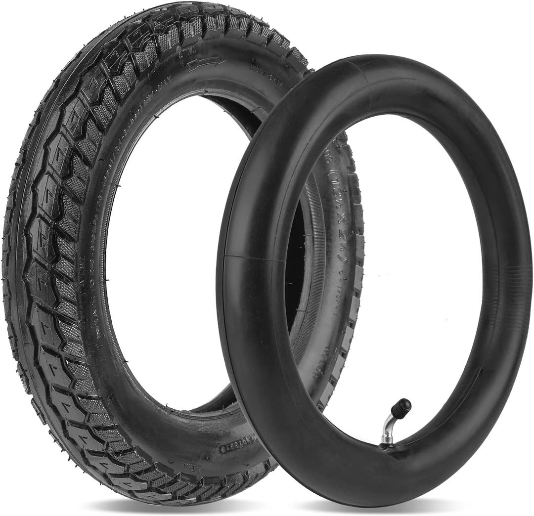 Heavy Duty 12.5x2.25 (12-1/2 x2-1/4) Tire & Inner Tube Set with Angled Valve Stem for Electric Scooters Razor Pocket Mod, Currie, Schwinn, GT, IZIP, eZip