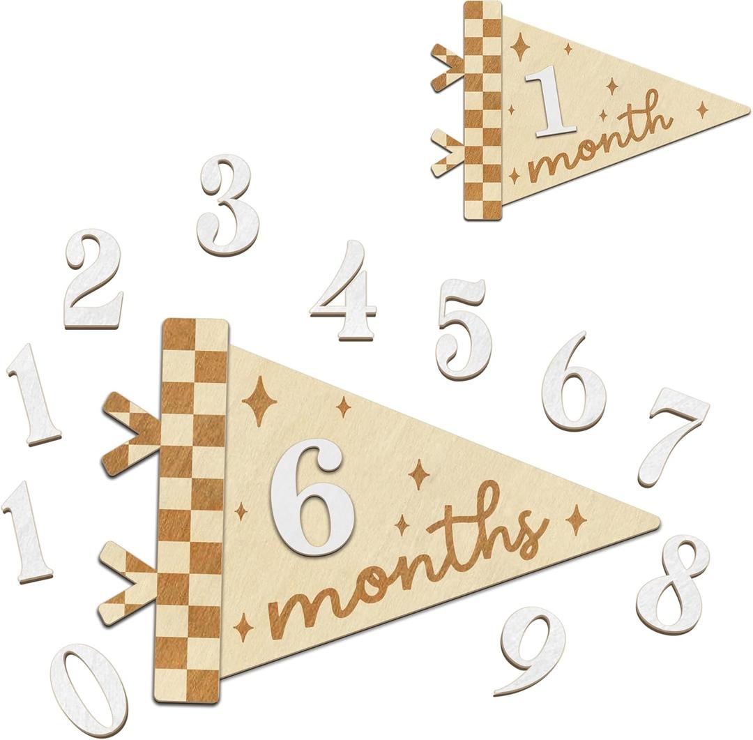 Baby Monthly Milestone Signs - Month Milestone Baby Boy - Baby Milestone Signs - Newborn Photography Props to Document Your Babys Growth - 1-12 Months Baby Milestone Signs (B08)