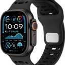 Amizee Sport Bands Compatible with Apple Watch Band 49/46/45/44/42mm Men, Soft Silicone Breathable Replacement Strap for iWatch Ultra 3/2/1 Series 11 10 9 8 7 6 5 4 SE3/2/1, Anthracite Grey/Black