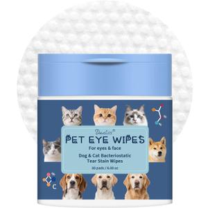 Danliss Dog Eye Wipes Gently Remove Tear Stain, Debris and Discharge. Pet Eyes Cleaner Wipes for Dogs & Cats, Remove Crust, Mucus. Soft Pet Tear Wipes, Hypoallergenic with Aloe & Chamomile 80 Pcs BBD:06-09-28