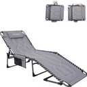 KingCamp Oversized Tanning Chair, Extra-Wide Padded Folding Chase Lounge Chairs Portable Adjustable 5-Position 400lbs Heavy Duty Lounger with Double-Layer Oxford for Outdoor Beach Patio Sun Pool