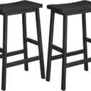 HOOBRO Bar Stool,Set of 2 Bamboo Bar Stools, 26 Inches Kitchen Counter Chairs with Footrest, Saddle Stools, for Living Room, Dining Room, Industrial Style, Black BB03MD01G2